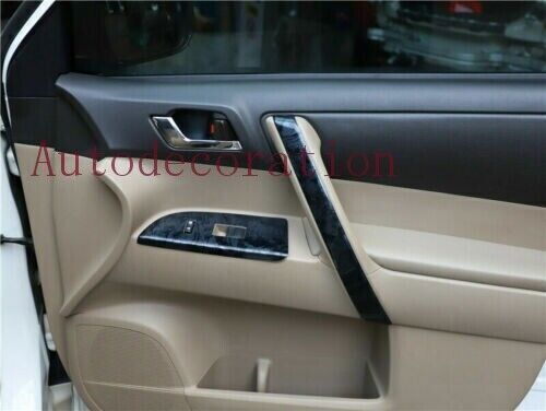 for Toyota Highlander 2008-13 Black Wood Grain Inner Door Armrest Strip Trim 4X