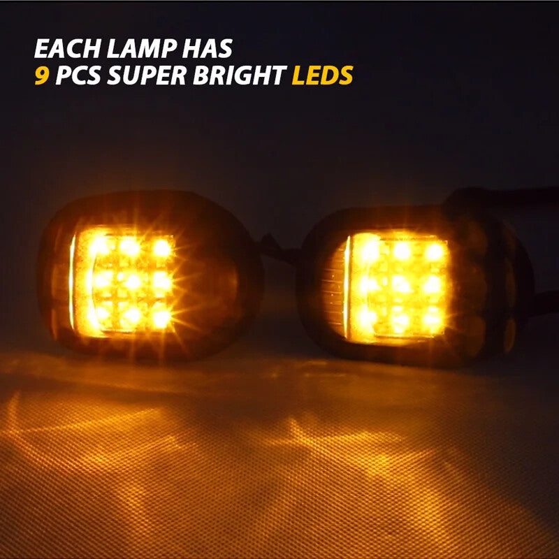 LED Flush Mount Turn Signal Light Flasher Indicators Blinker Amber Lighting 12V