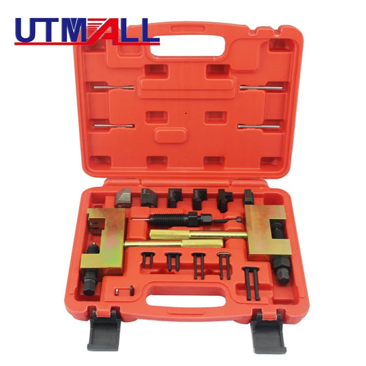 Engine timing chain rivet removal tool kit for Mercedes-Benz M271, M272, M273, and for BMW .