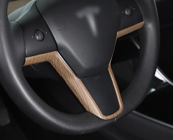ABS Wood Grain Steering Wheel Frame Cover Trim for Tesla Model 3 Y 2017-2023