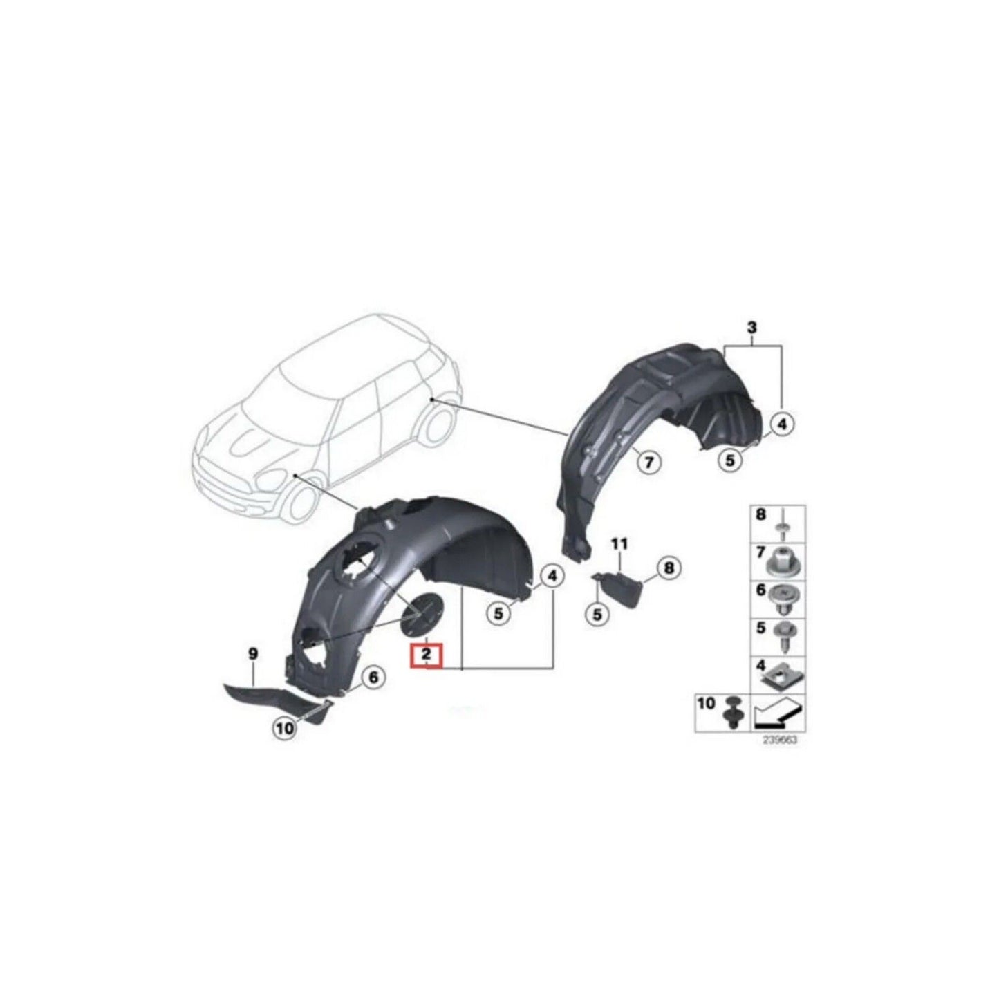 Mudguard Cover Fender Lining Bulb Cap Repair Kit for BMW for Mini Cooper 51772751776