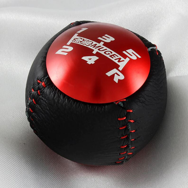 Car Shift Knob 5-speed Mugen, black and red PVC leather, suitable for Honda for Civic,CRX, for Acura .