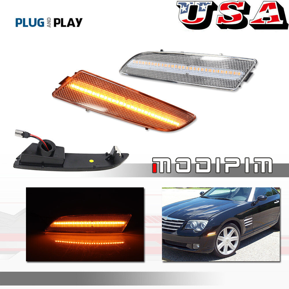 Full LED crystal clear front marker lights for 2004-2008 for Chrysler Crossfire