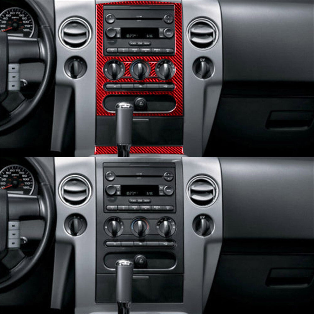 4X Red Carbon Fiber Interior Central Console Cover Trim for Ford F150 FX4 04-08
