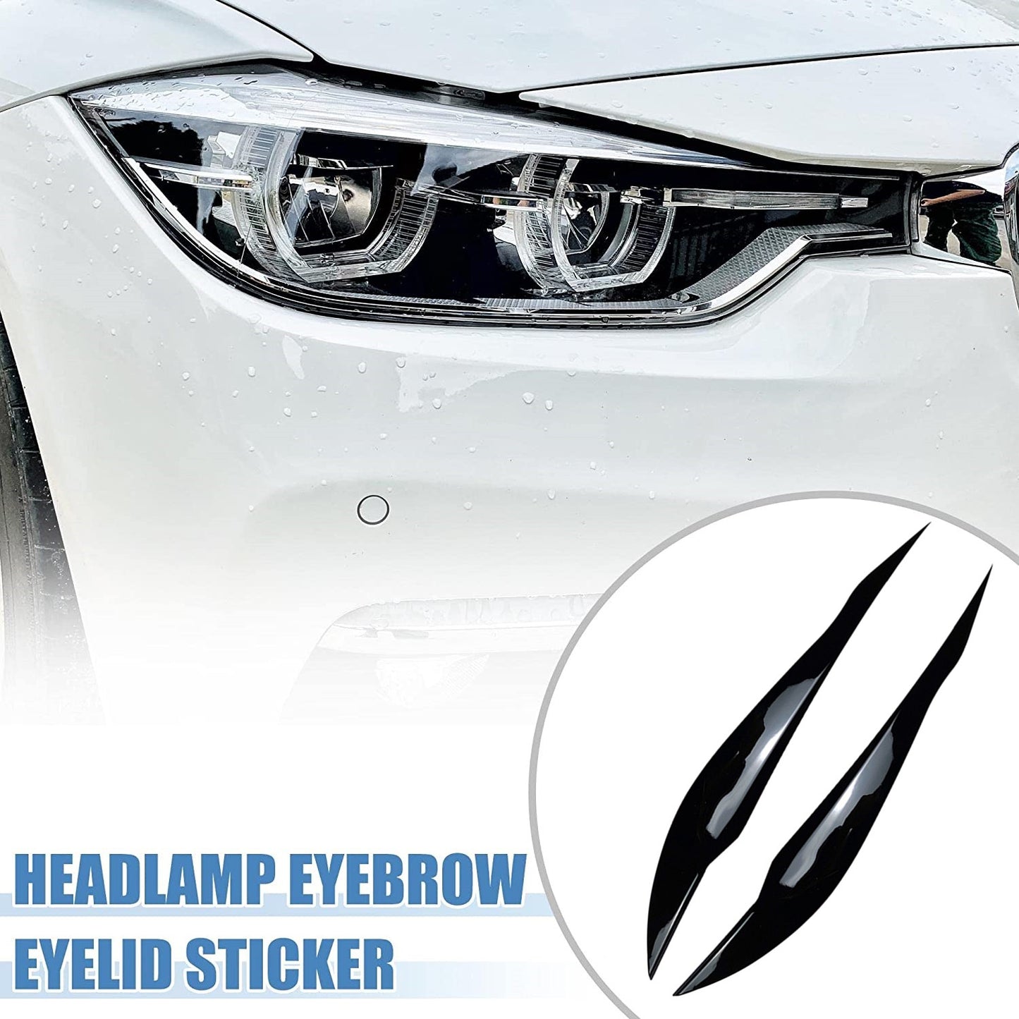 for BMW 3 Series F30 F31 2012-18 Gloss Black Headlight Eyebrow Eyelid Cover Trim