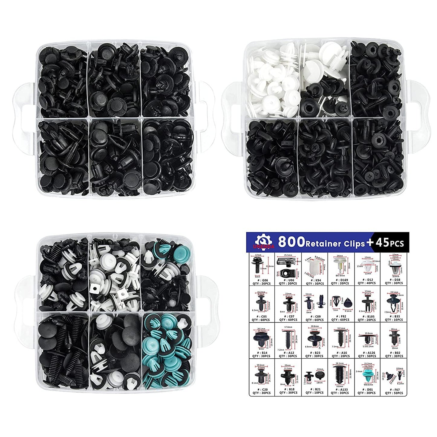 1000-piece set of automotive fixing clips, automatic fasteners, push-button decorative clips, pins, rivets, bumper kit