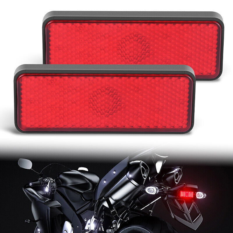 2 Rectangle 24 LED Motorcycle Reflector Stop Tail Brake Turn Signal Light Lamp