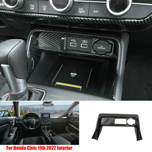 for Honda for Civic 11th 2022-2023 Carbon Style Console Cigarette Lighter Cover Trim