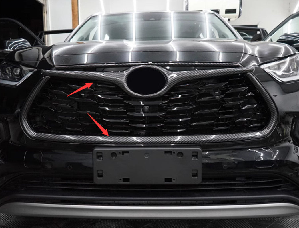 Carbon Fiber Front Grille Mesh Decorative Frame for Toyota Highlander 2020-24