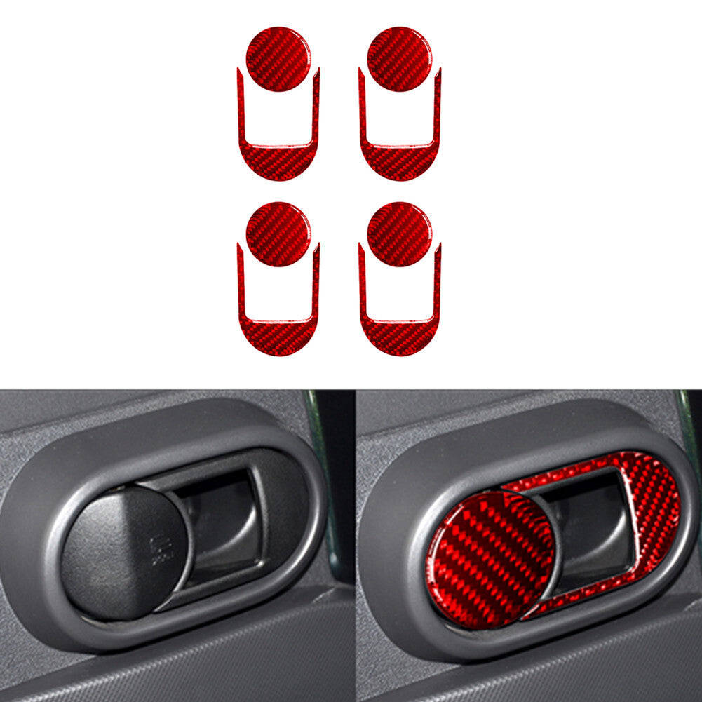 8X Red Carbon Fiber Door Handle Inner Frame Cover Trim for Jeep for Wrangler 2007-10