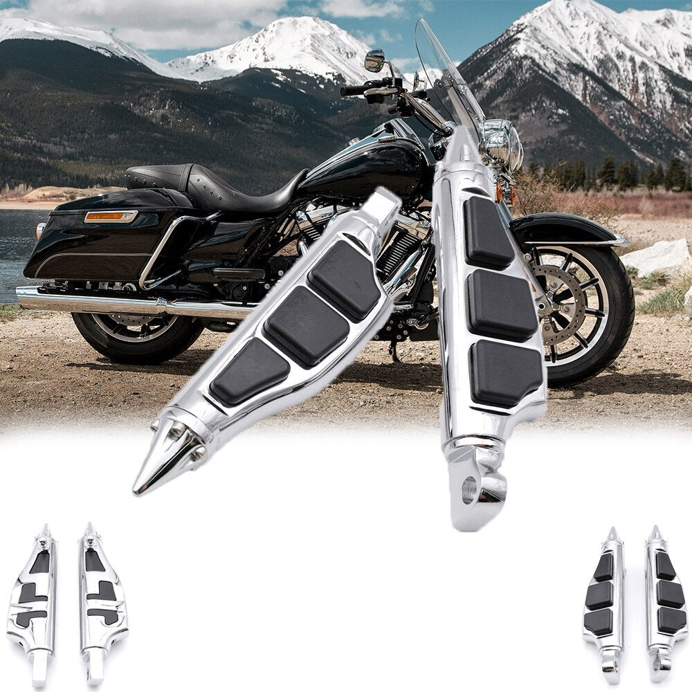 Motorcycle Chrome Spike Passenger Foot Pegs Fit for Harley Softail Dyna Touring