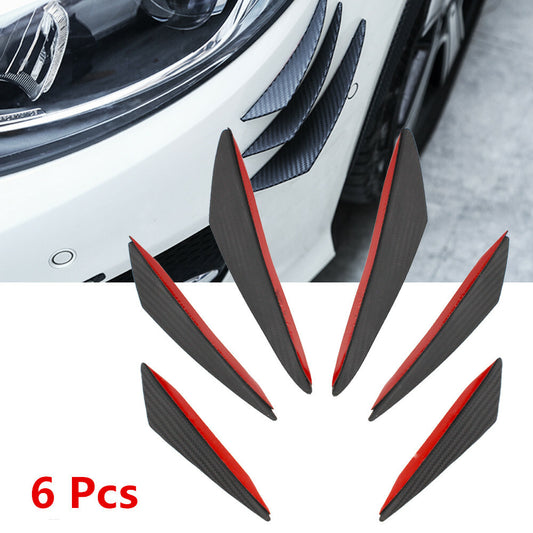 6x Car Air-Deflector Lip Decoration Diffuser Splitter Fins Spoiler Winglet Blade