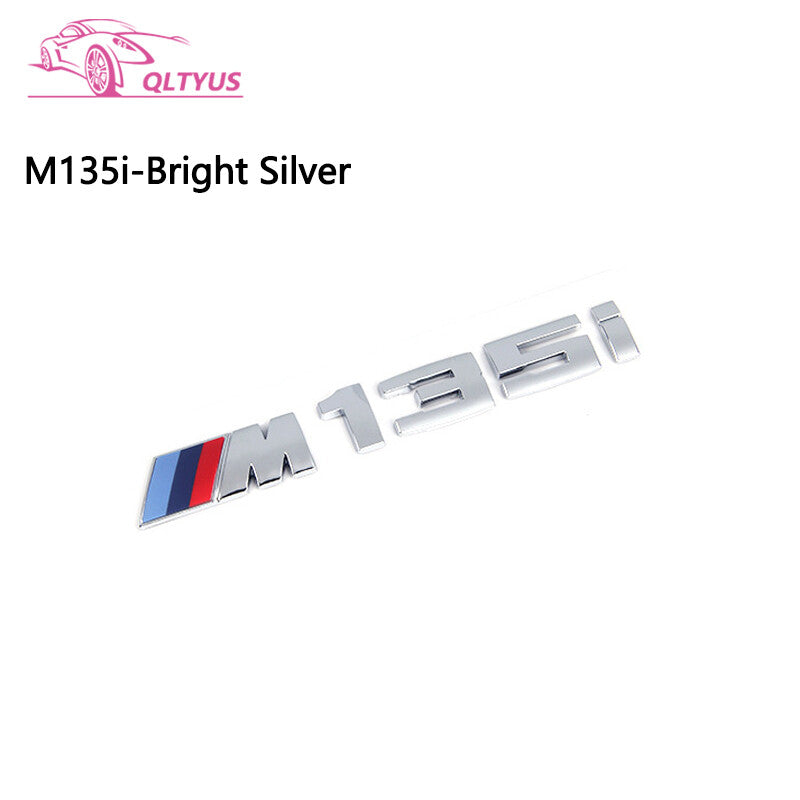 for BMW Silver Trunk Emblem M135i Small Lettering Decal Badge Set