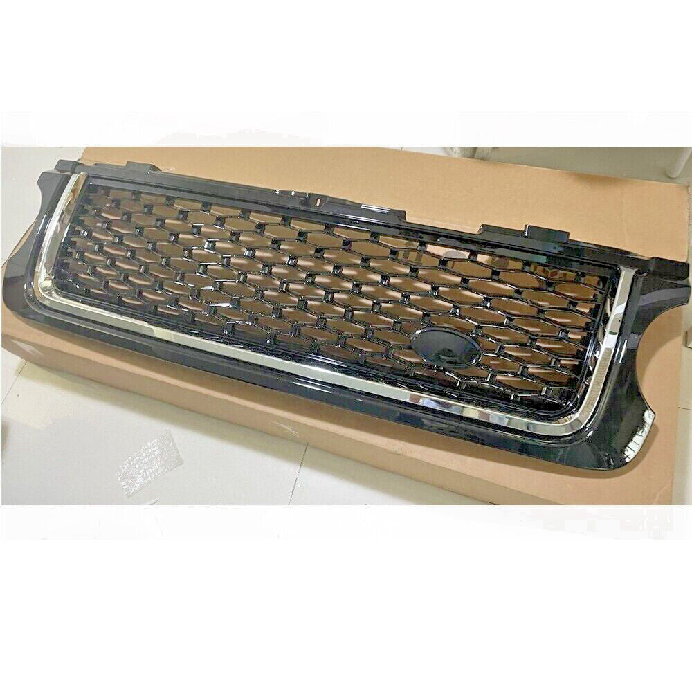 Front Bumper Grille Mesh Grill Fit for Range Rover L322 2010-2012 Black W/Chrome