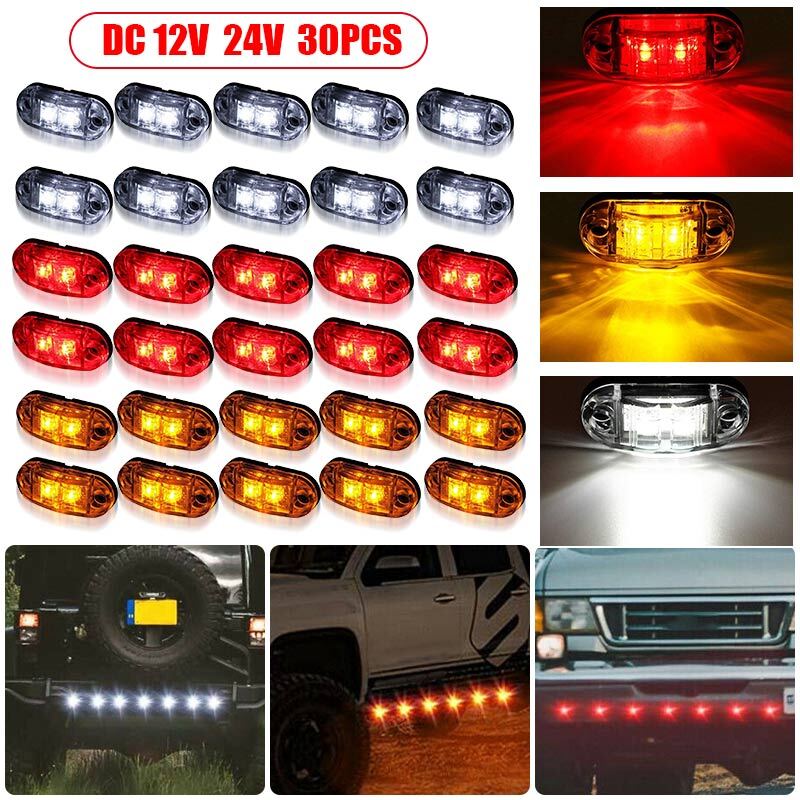 30X Marker Light 2.5 LED Truck Trailer Oval Clearance Side Lamp Amber Red White