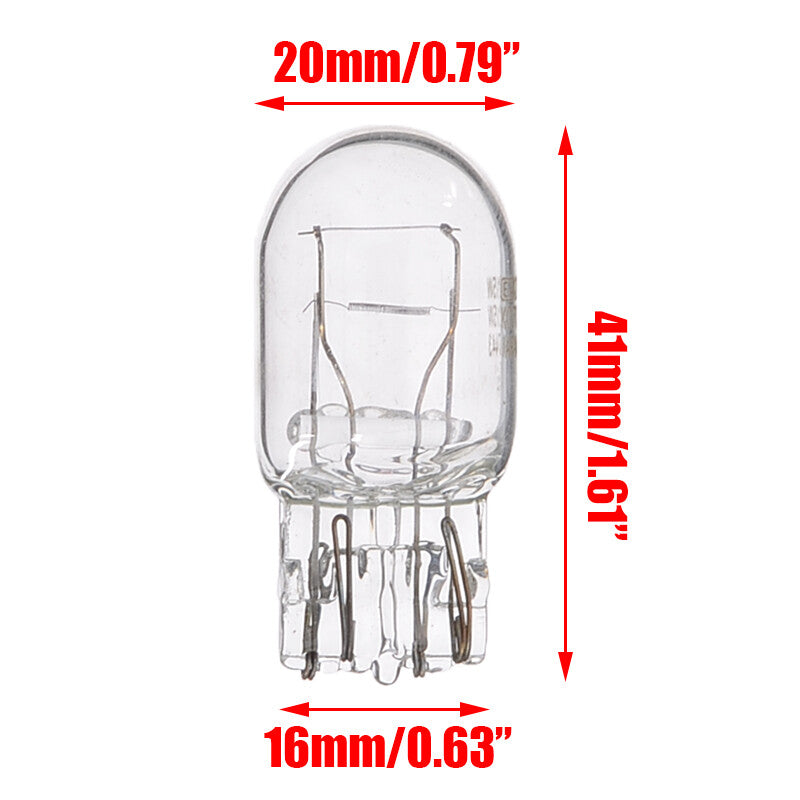 10-pack T20 7443 12V 21/5W Transparent Glass Turn Signal Stop Brake Taillight Bulbs