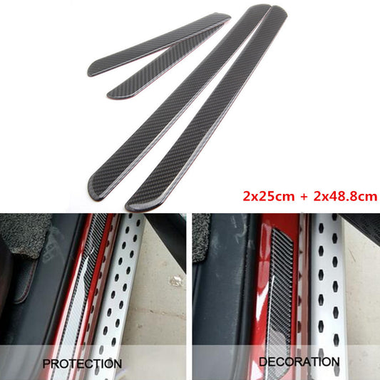 Car Door Sill Pedal Cover Panel Step Protector Strip Carbon Fiber Scuff Plate 4X