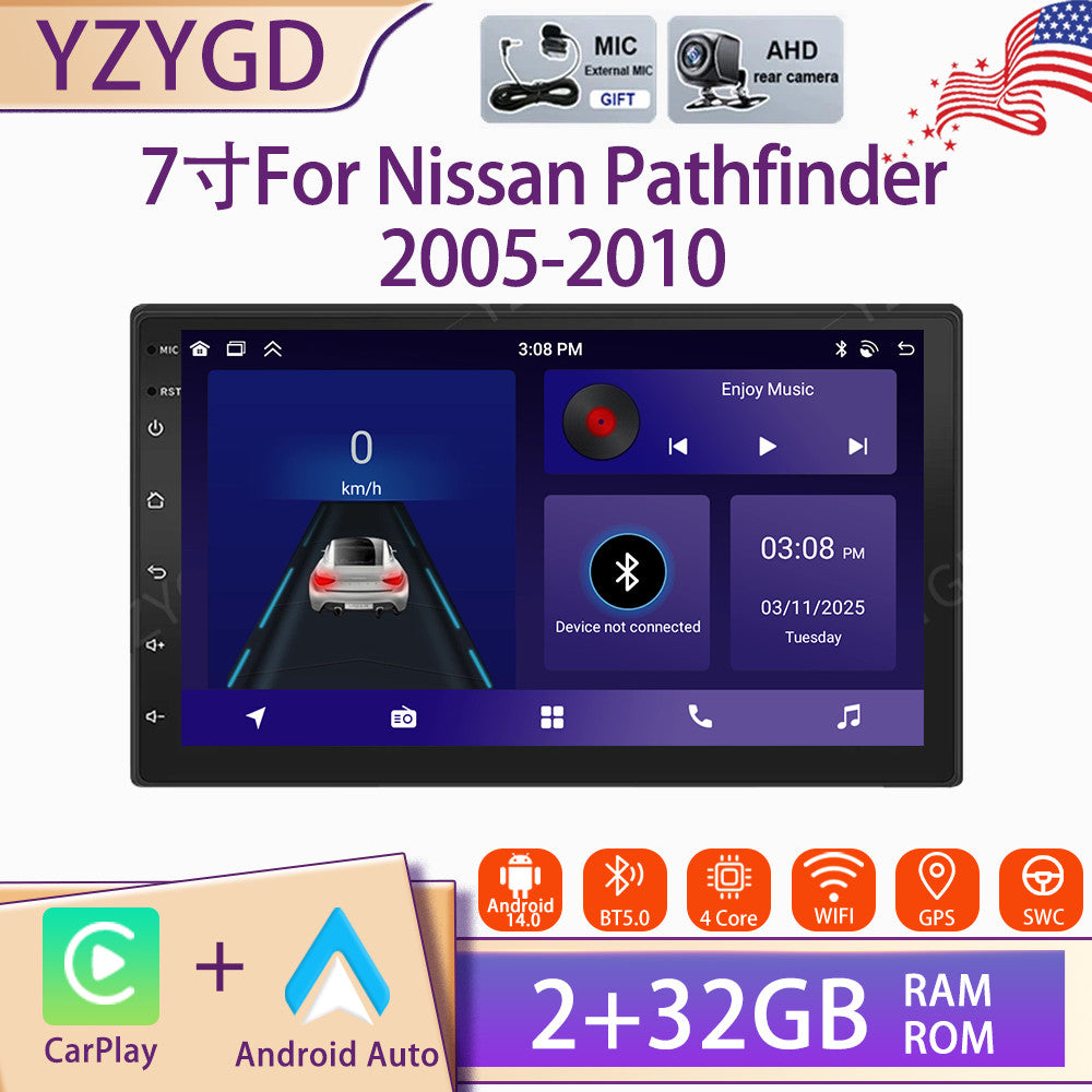 7 for Nissan Pathfinder 2005-2010 Car Radio Stereo Android 14 Carplay GPS WIFI