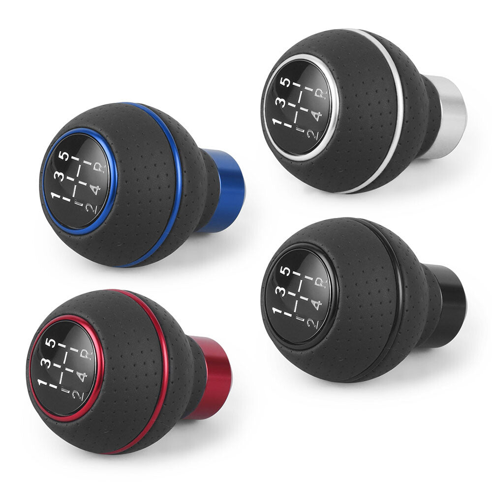Leather Shift Knob Gear 5-Speed Manual Shifter Car Lever Stick Universal Blue