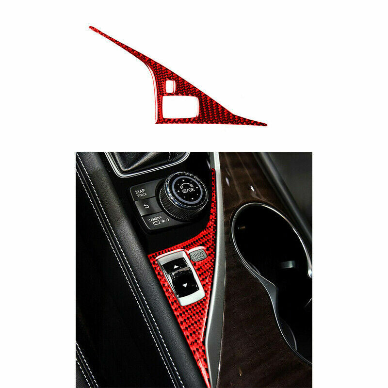 9PCS Red Carbon Fiber Interior Trim Cover Fit for Infiniti Q50 Q60 2014-2019