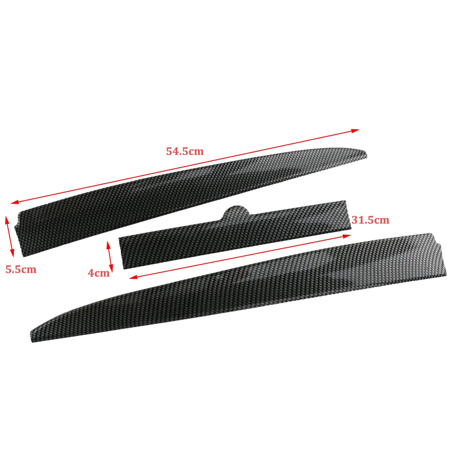 3-piece trunk boiler lip and rear spoiler trim set, 46-inch to 54-inch adjustable carbon fiber.