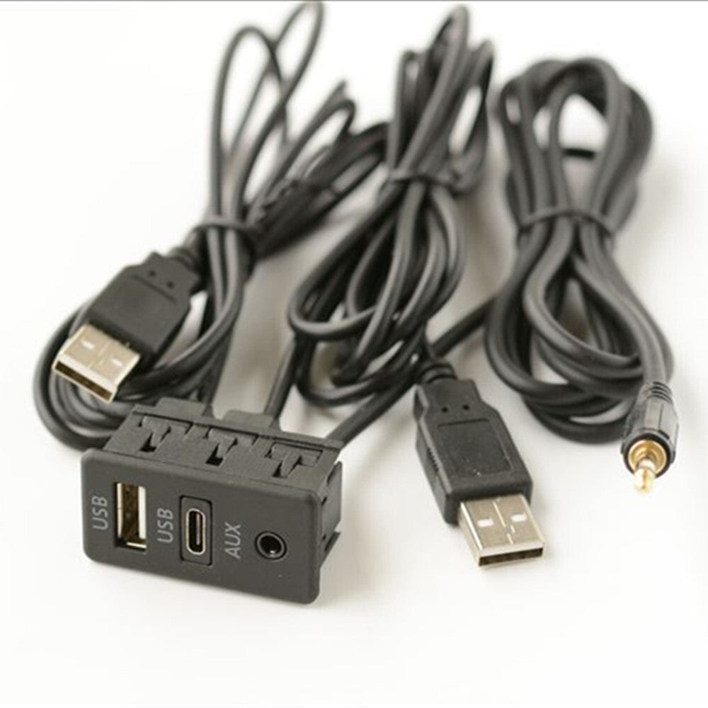 Car Dash Flush Mount AUX Port 1.5M Panel Dual USB Extension Cable Adapter