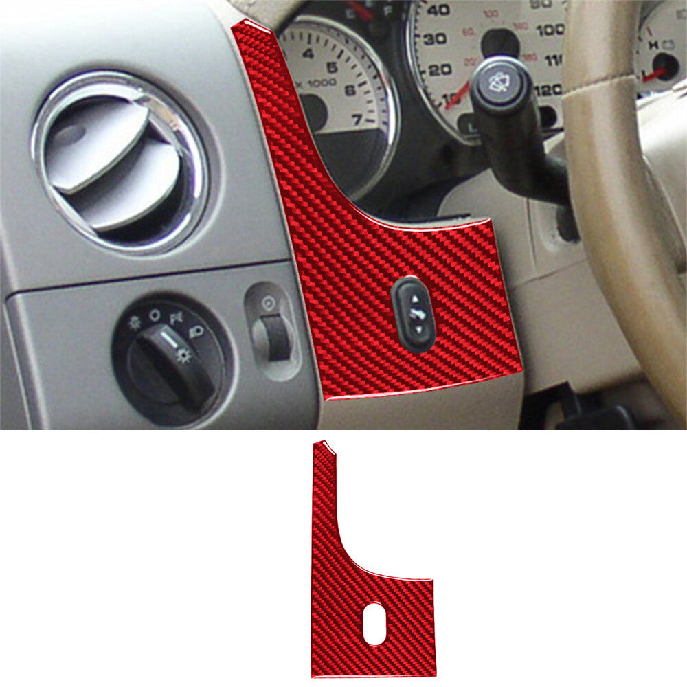 Red Carbon Fiber Steering Wheel Left Side Panel Trim for Ford F150 FX4 2004-2008