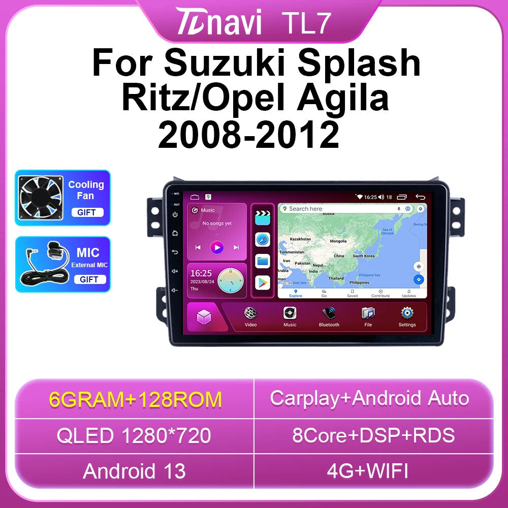 CarPlay Car Radio for SUZUKI Splash Ritz for OPEL Agila 2008-2012 GPS Player Screen