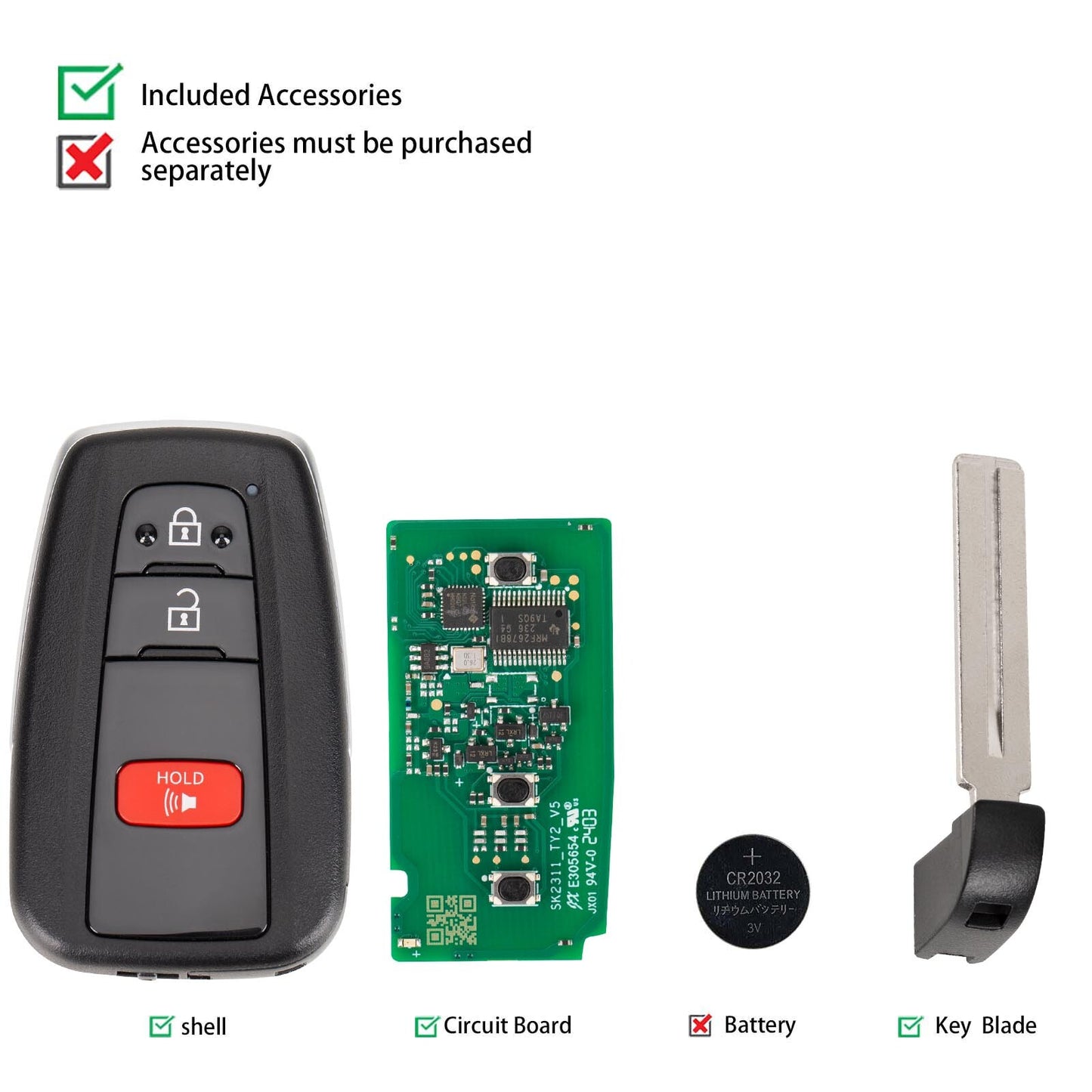 IKEYTY8A3AL 3 Buttons 315MHz/433MHz for Smart Key Universal Unlock Lock