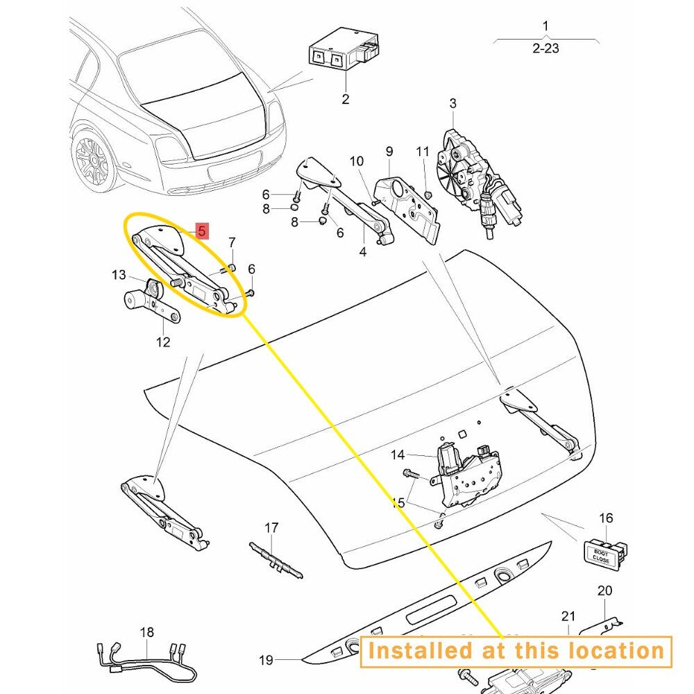 Suitable for Bentley Flying Spur track trunk hinge left equipment manufacturer: 3W5827301K
