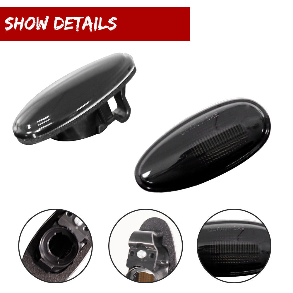 Smoked lens, amber LED, mudguard side marker light suitable for JDM for Mitsubishi Evo 5 6 7 8 9