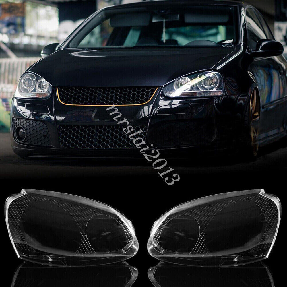 Pair Front Headlight Lens Cover for VW for Golf MK5 R32 GTI / Rabbit for Jetta 2006-2009