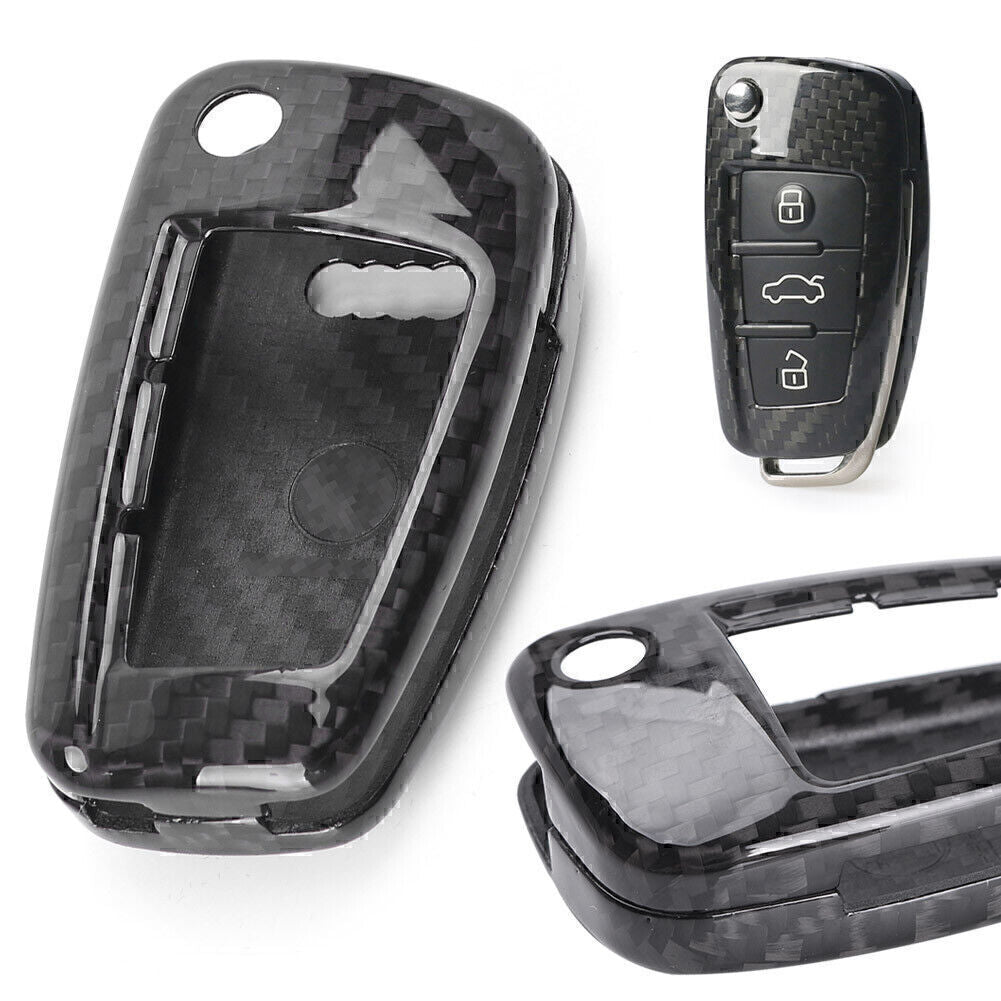 Real Carbon Fiber Car Remote Key Cover Shell Case for Audi A3 A4 A6 TT R8