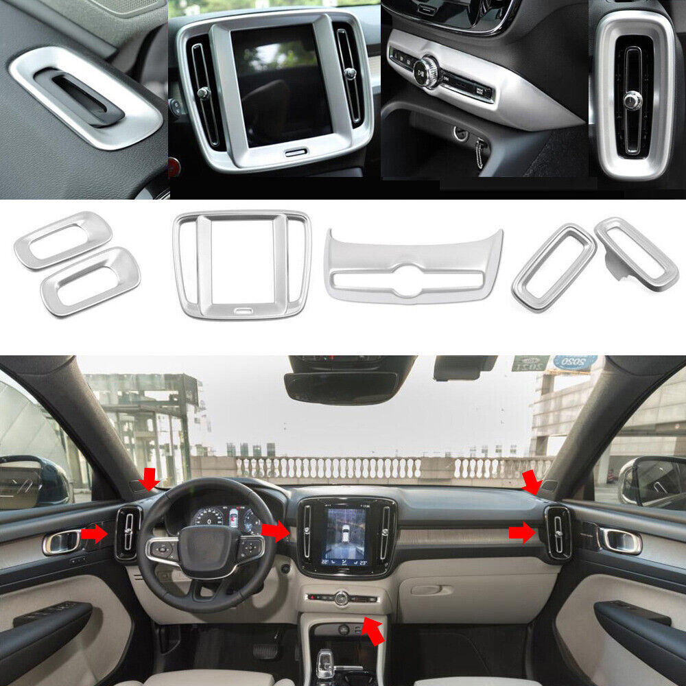 for Volvo XC40 2019-22 silver ABS Console Dashboard Air Outlet Vent Trim kit 6x