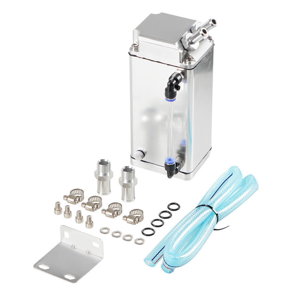 Silver 500ML Oil Catch Can Square Shape Aluminum Reservoir with Breather Filter