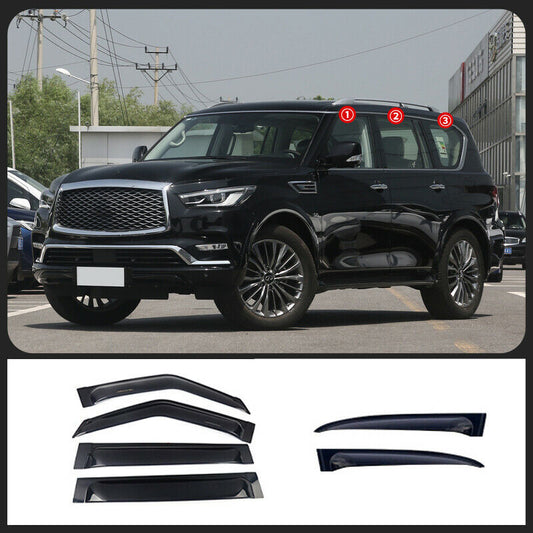 Smoky black Window Visor Vent Shades Sun Rain Guard for Infiniti QX80 QX56 10-22