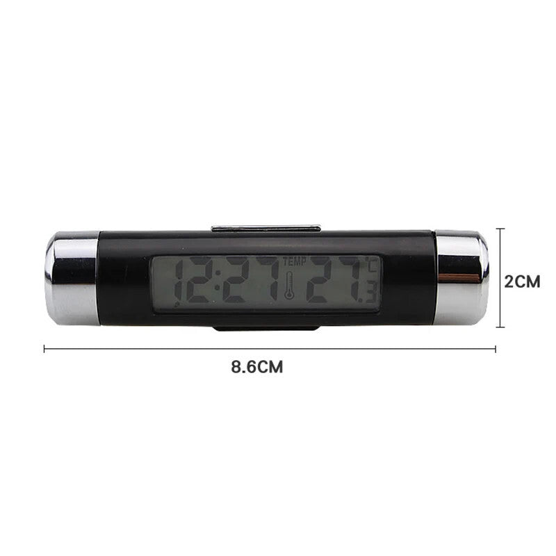 Car Digital LCD Time Clock Temperature Display Electronic Thermometer Blue Light