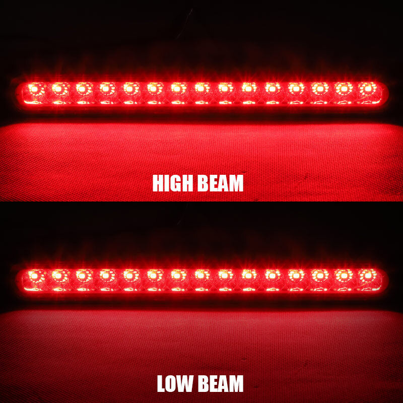 2X Red 15 LED Truck Trailer Strip DRL Stop Brake Tail Light Rear Turn Light Bar