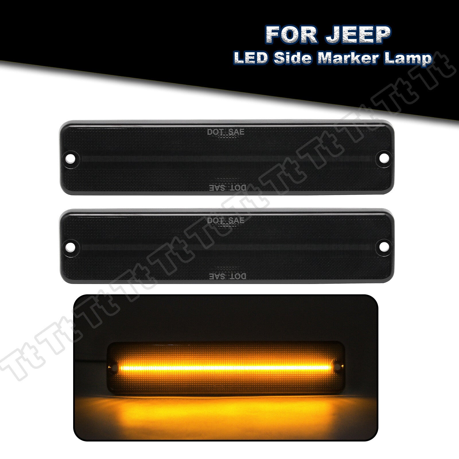Smoked lens LED front fender side marker lights for 1987-1995 for Jeep for Wrangler YJ