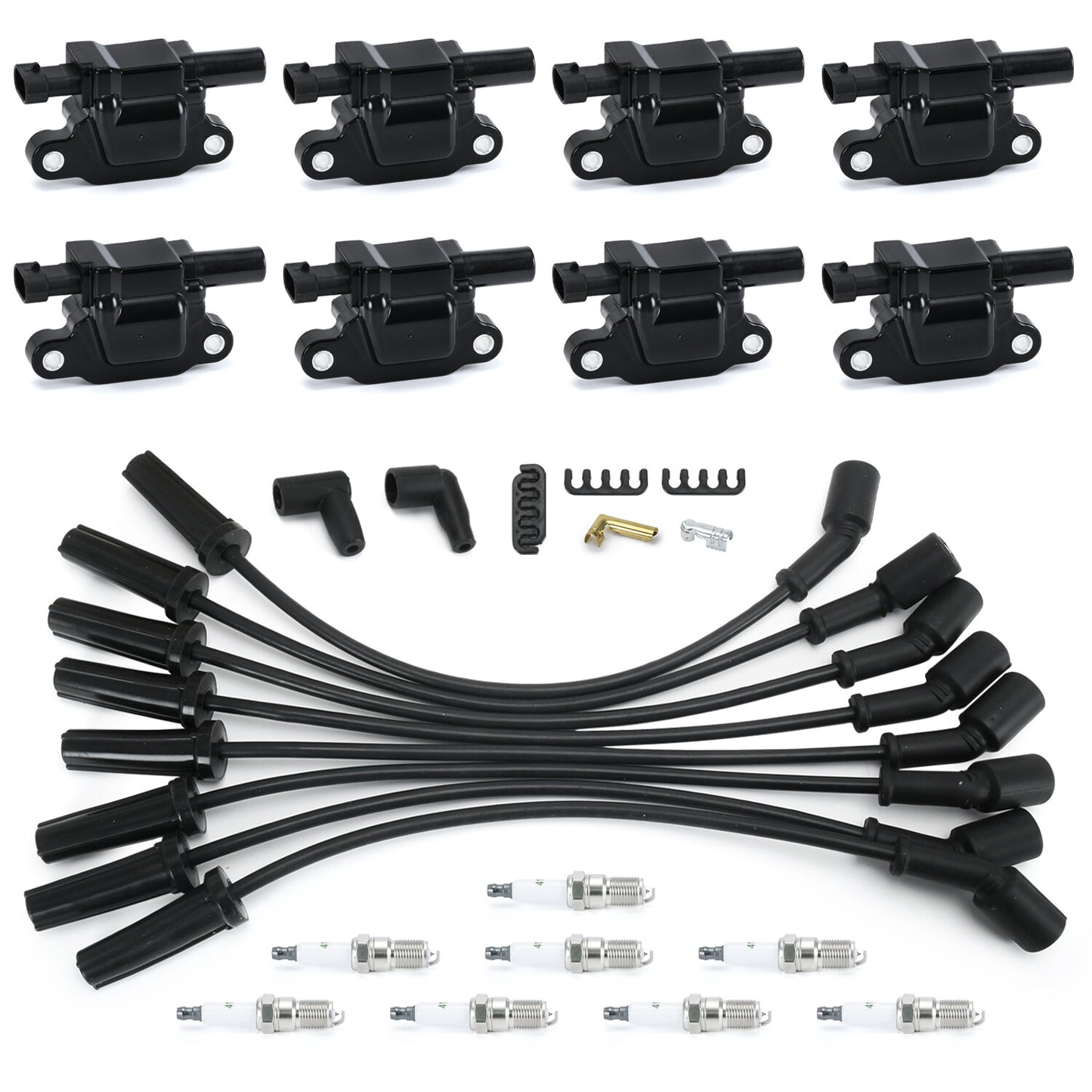 8X Ignition Coil  Spark Plug Wire Kit For GM for Chevy Silverado for GMC 4.8L 5.3L 6.0L