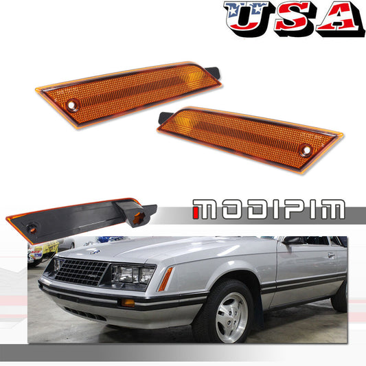 Amber Protective Cover for Ford for Mustang 1979-1986 Front Bumper Side Marker Light Reflectors