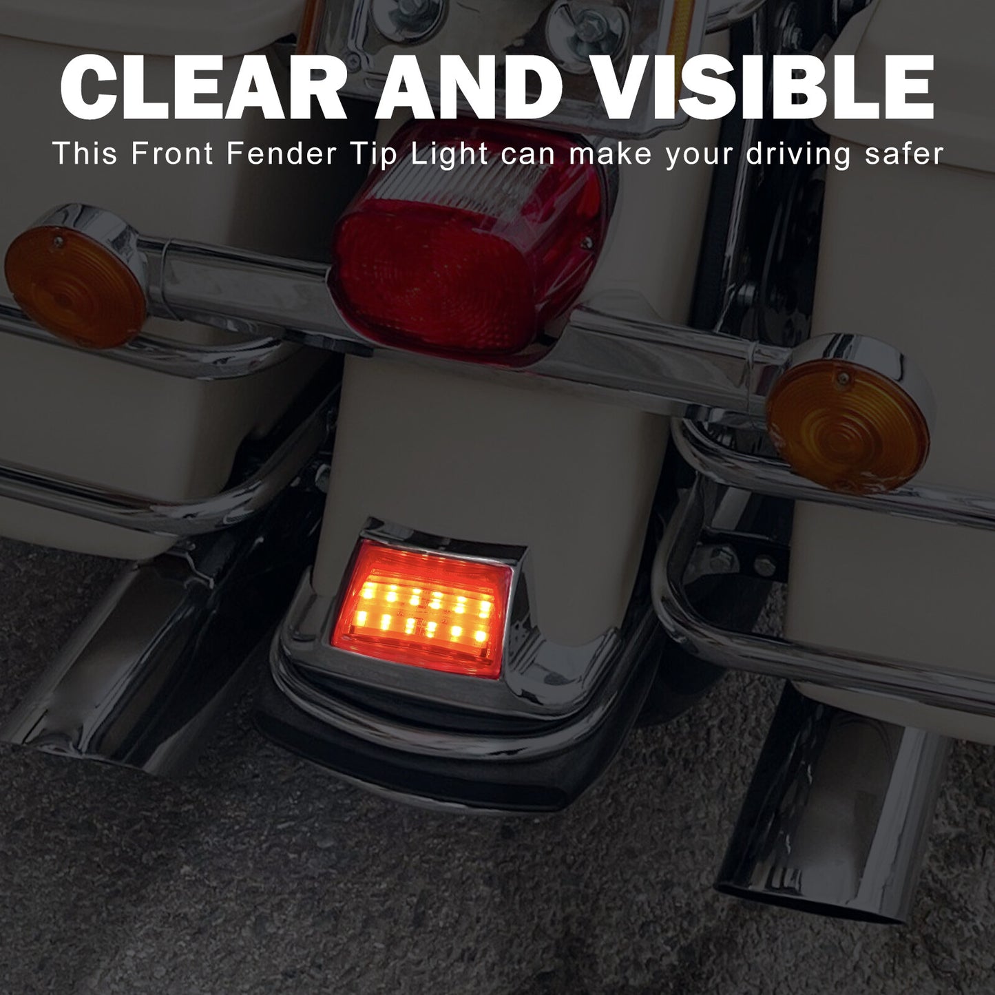 Rear Fender w/ Red Lens Tip LED Light Fit for Harley Electra Road Glide Softail