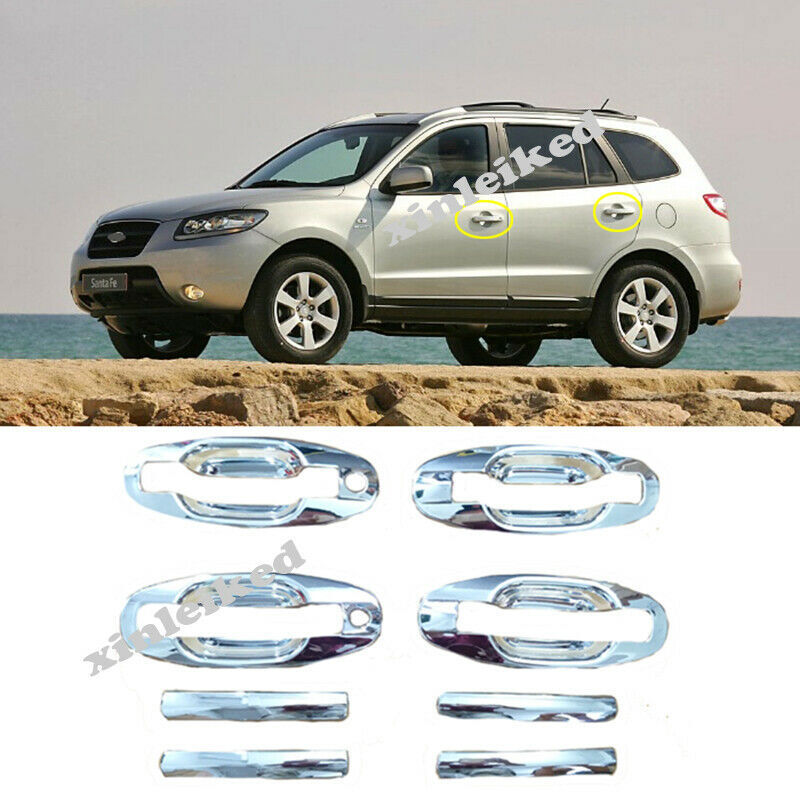 Fit for Hyundai Santa Fe 2006-2009 Chrome Side for Smart Door Handle+Bowl Cover Trim