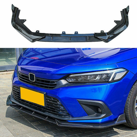 for Honda for Civic 2022-23 Carbon Fiber Front Bumper Body Splitter Spoiler Lip Kit