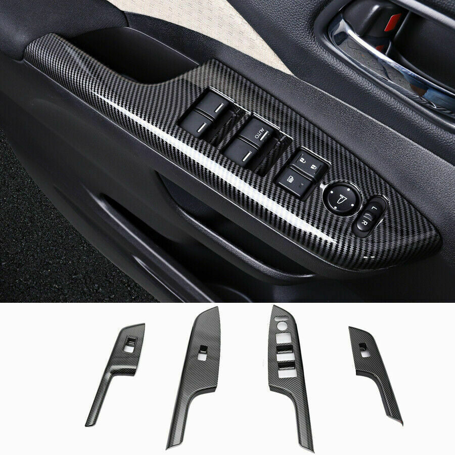 4x for Honda CR-V 2012-2016 Carbon Fiber Look Window Lock Lift Panel Cover Trim