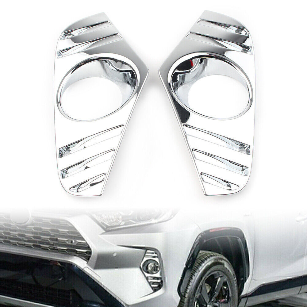 Chrome Front Fog Light Lamp Lams Cover Trim Garnish for Toyota RAV4 2019-2020
