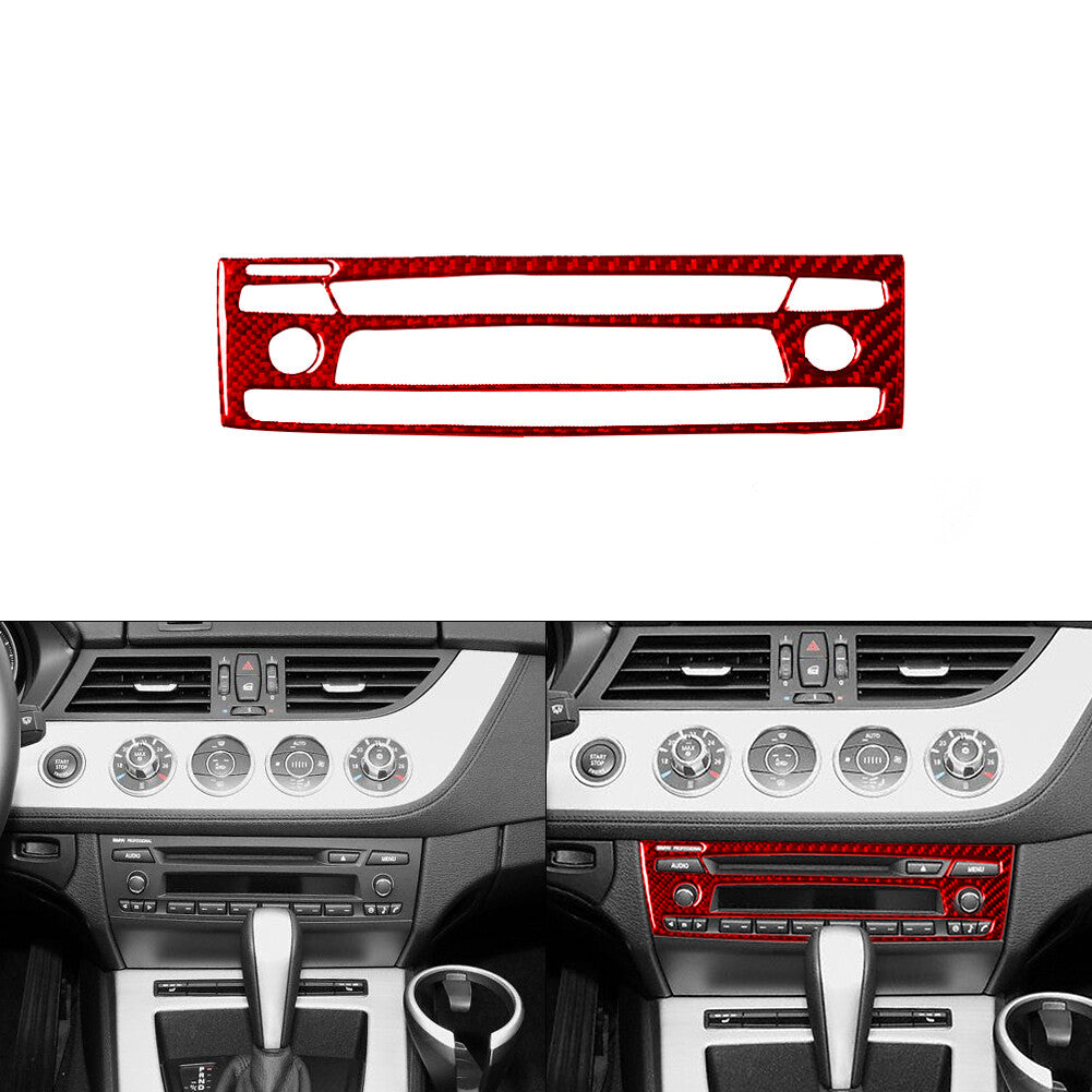 Red Carbon Fiber Inner Radio With CD Player Cover Trim for BMW Z4 E89 2009-2016
