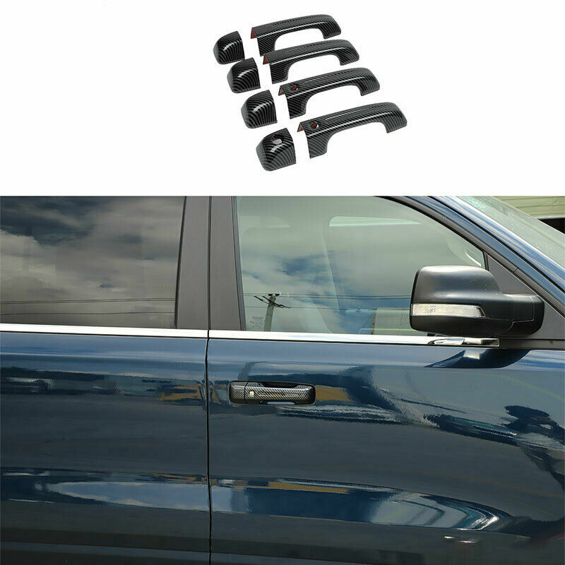 for Dodge for Ram 1500 2018-2022 Carbon Fiber Outside Door Handle Cover Trim 8PCS
