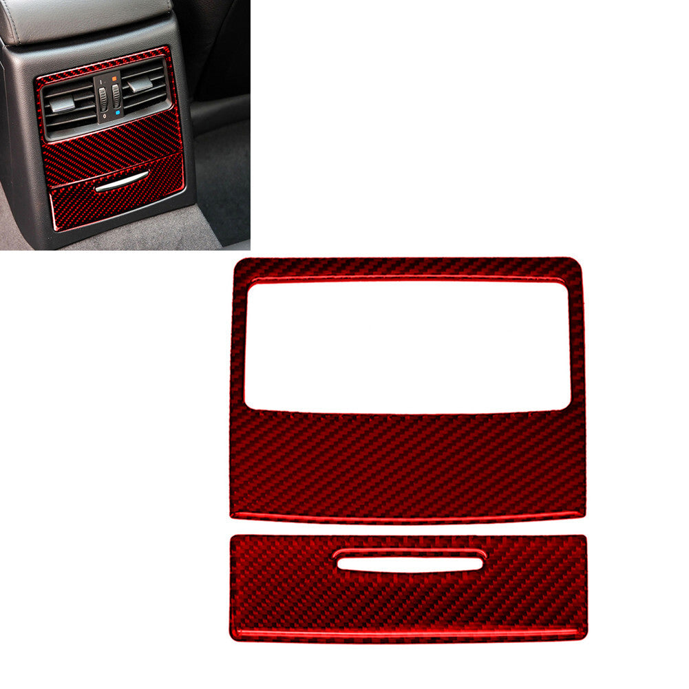 Red Carbon Fiber Rear Air Conditioning Outlet Trim for BMW E90 2006-11