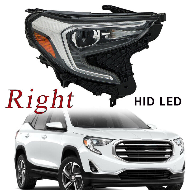 Headlights Right For 2018-2021 for GMC Terrain Headlamps Clear Xenon HID Chrome